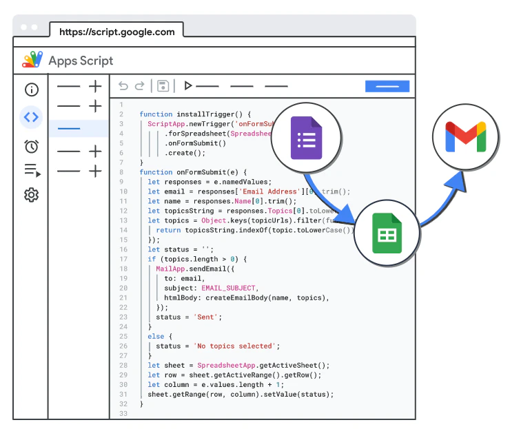 screenshot of Apps Script